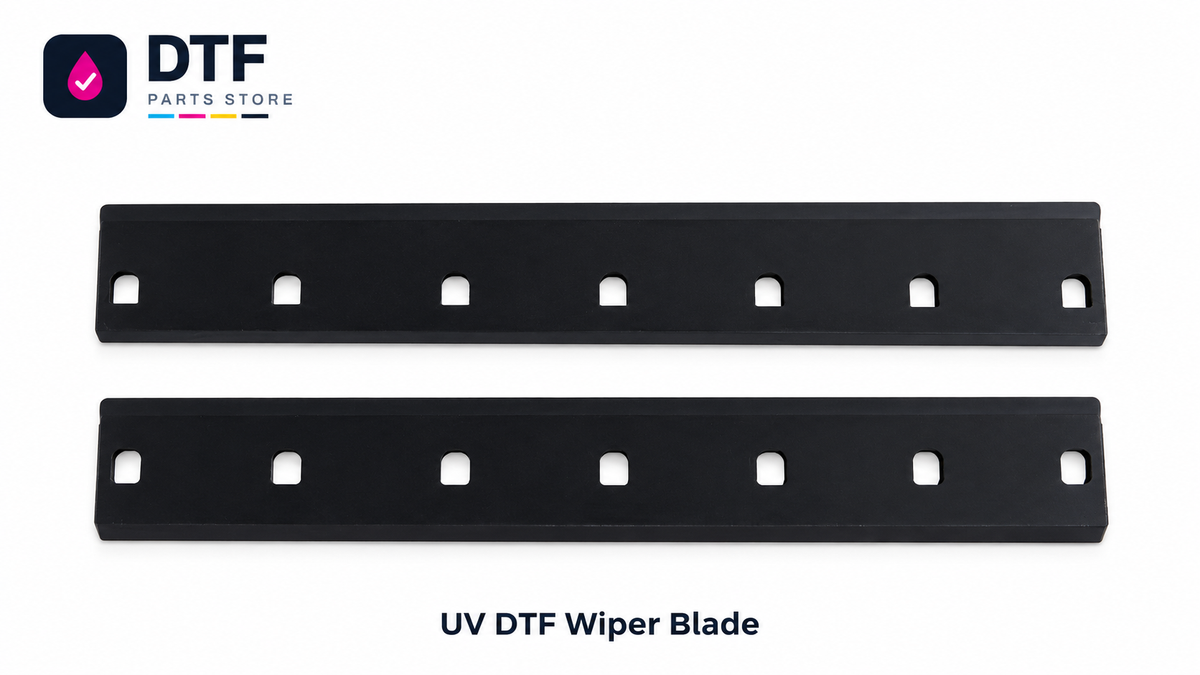UV DTF Printhead Wiper Blade on a white background with DTF Parts Store branding